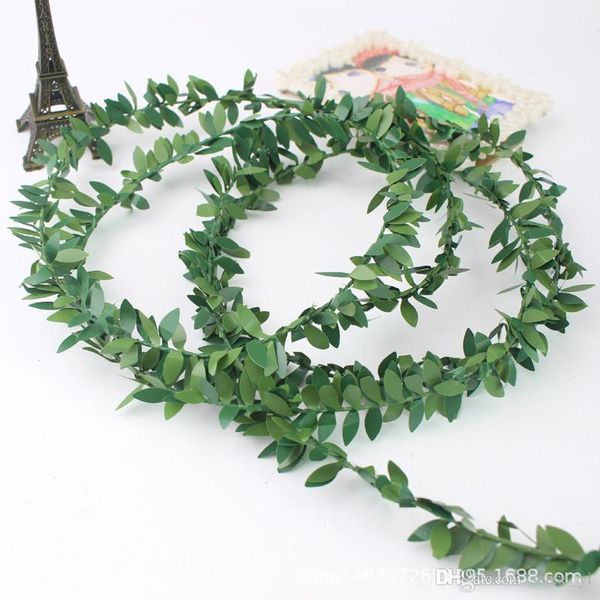 

7.5m wired green leaves garland silk artificial vine greenery foliage flower garland home garden wedding decorations wall decor diy craft