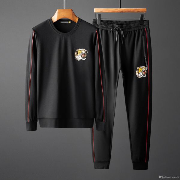 

embroidery sweatshirts pants men sweat suit set two piece sweatpants men's tracksuit sportswear a06, Gray