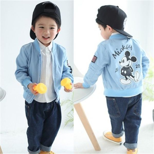 

fashion mickey jackets for boy girl hooded cartoon printed windbreaker children clothes outerwear mickey clothes zipper coat, Blue;gray