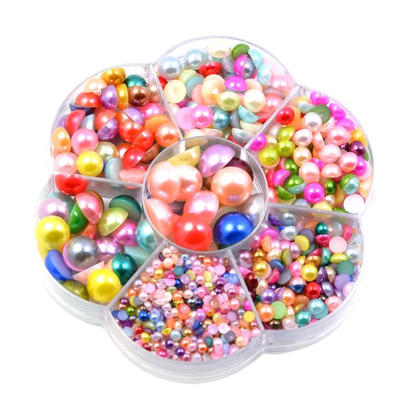 

1800pcs pearl cabochon beads plastic 3-12mm flatback button diy jewelry making
