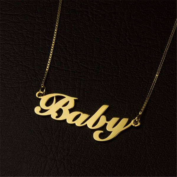 

personalized necklace custom name jewelry gold box chain handmade charm choker for women men christmas gift bff bijoux femme, Silver