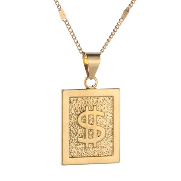 Moneta Hip Hop Rap Cantante Color oro Lungo simbolo del dollaro USA Collana con ciondolo Accessori Gioielli da donna