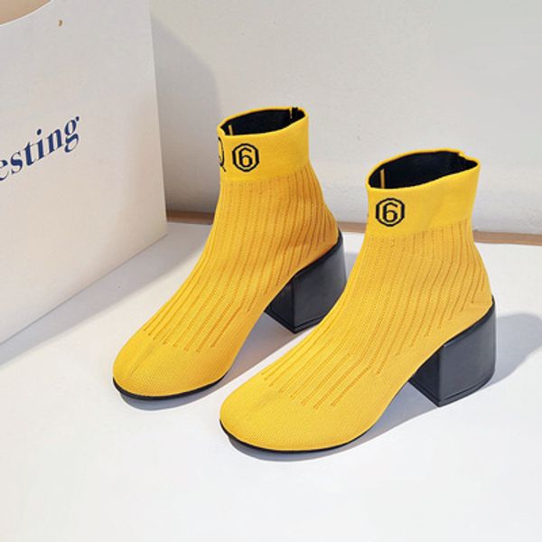 Sıcak Satış-Kış Moda Kısa Çizmeler Tıknaz Topuk Bayan Ayakkabı Topuk 6 cm Ayak Bileği Boot Martin Çizmeler Streç Çizmeler Yuvarlak Toes Hızlı Kargo