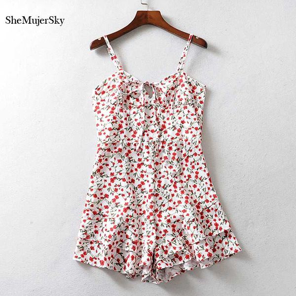 

shemujersky floral print strappy rompers womens jumpsuit summer backless jumpsuits for women 2020 fashion playsuits overalls, Black;white