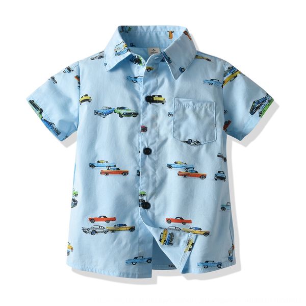 

baby carriage children's clothing clothing children's lapel boys' car printing short-sleeved shirt casual shirt, White;black