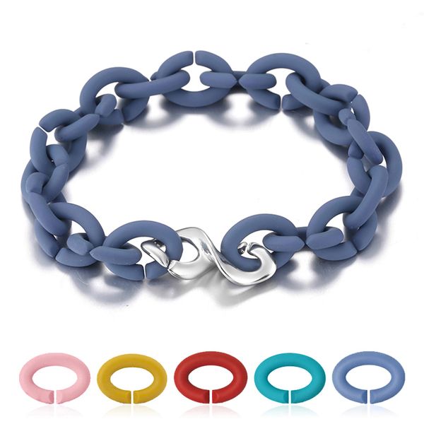 

fashion bracelet bangle for women men 10 colorful colorful 925 sterling silver beads trendy rubber flexible wristband, Golden;silver
