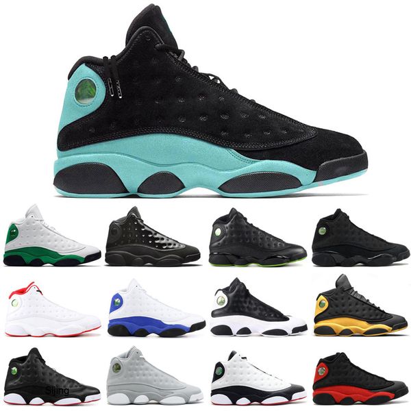 

13 13s men basketball shoes cap and gown lucky green island green hyper royal bred sport shoes designer athletics sneakers us 7-13