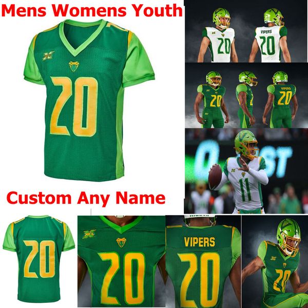 

2020 vipers jerseys rannell hall jersey tanner mcevoy aaron murray jacques patrick andrew franks green xfl football jerseys custom stitched, Black;red