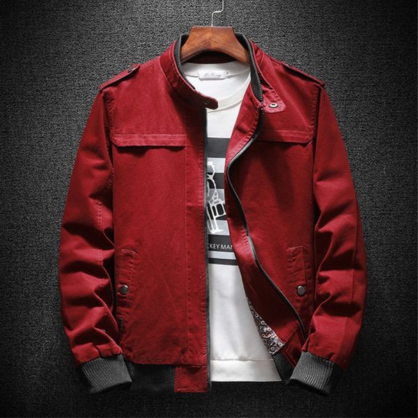 

autumn bomber jacket men summer basic casual cotton fashion men jacket classic outwear red khaki plus size 4xl, Black;brown