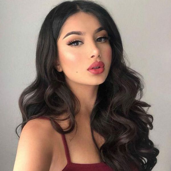 

полный волос кружева парики человеческого тела волна перуанского парики полное кружево черных женщин длинное тело волны 360 шнурка человечес, Black;brown