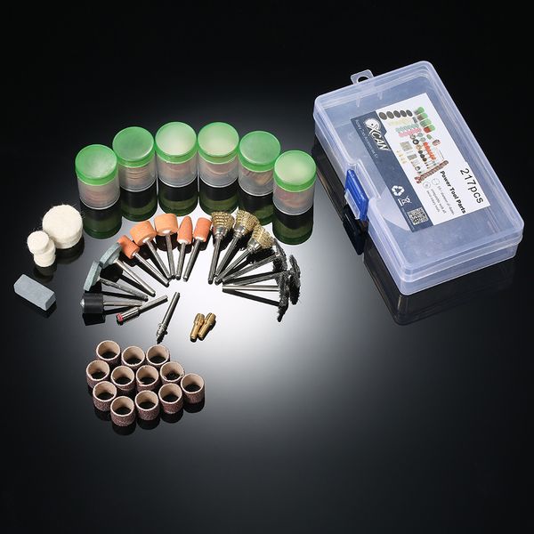 

217pcs 1/8" electric grinder engraver drill shank rotary tool accessories set sanding grinding polishing bits kit + box