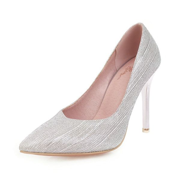 

2020 new shoes women silk 10cm high heels pumps ladies pointed toe wedding party shoes big size 33-48 w-14, Black