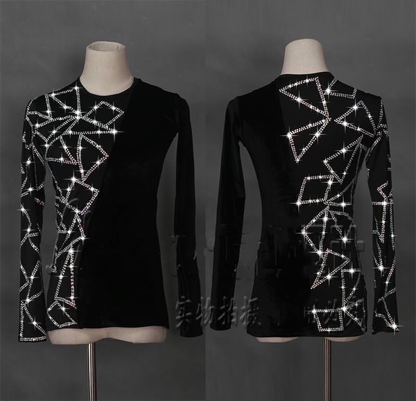 

shiny rhinestone latin dance for male black latin dance competition costumes men chacha professional ballroom clothes, Black;red