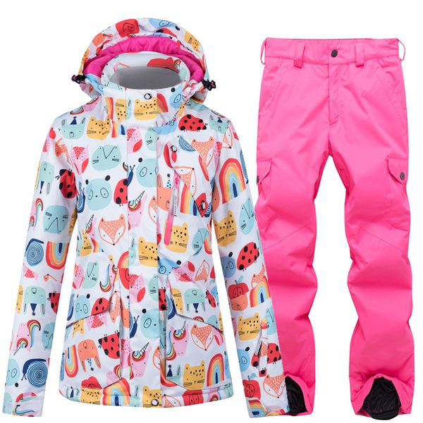

pants ski-jacjet and trousers women ski-suits female snow board jacket with pants winter snow clothes women and coat