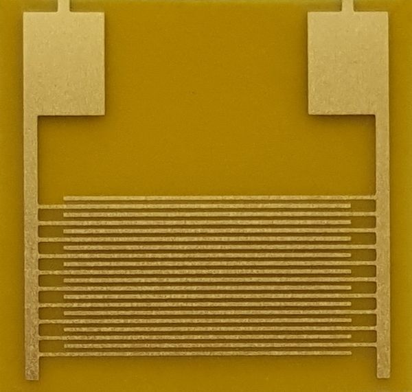 

100um flexible polyimide (pi) interdigitated gold electrodes ide gas sensor interdigital capacitor arrays wearable device chip (10mm-10mm)