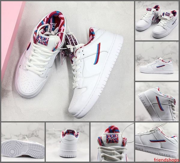 

parra sb dunk skateboard shoes 2019 white pink furry mens women designer sports casual sneakers size 36-45