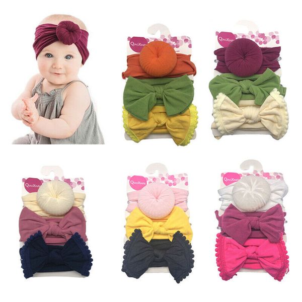 

kids headwear girl baby headband toddler lace bow flower hair band accessories headwear bow solid soft 2020, Slivery;white