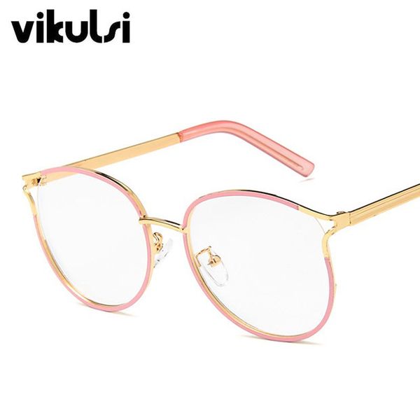 

2019 ladies cat eye glasses frames for women metal frame clear glasses uv400 optical fashion eyewear computer, Black