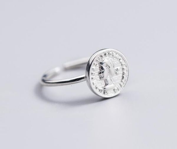 

sterling real.925 silver fine figure portrait coin ring open adjust gtlj1677, Golden;silver