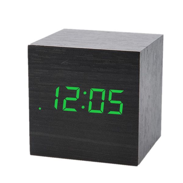 

mini digital wooden led alarm clock wood retro glow clock desktable decor voice control snooze function desk calender