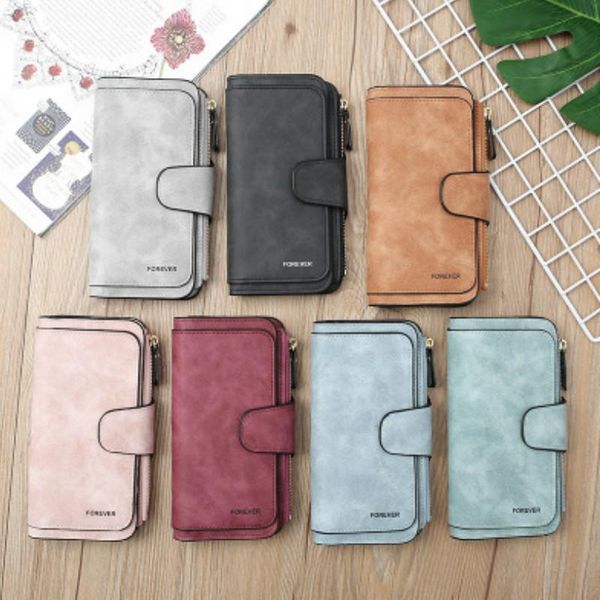 

womens deisgner wallet small frosted leather multi-function large capacity long wallet card bag clutch bag fashion wholesale, Red;black