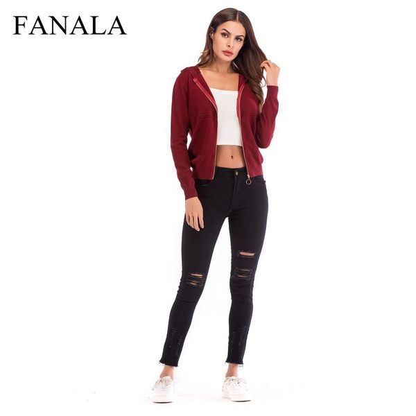 

women fashion casual solid long sleeve sweater cardigan zipper hooded coat spring winter autumn regular, White;black