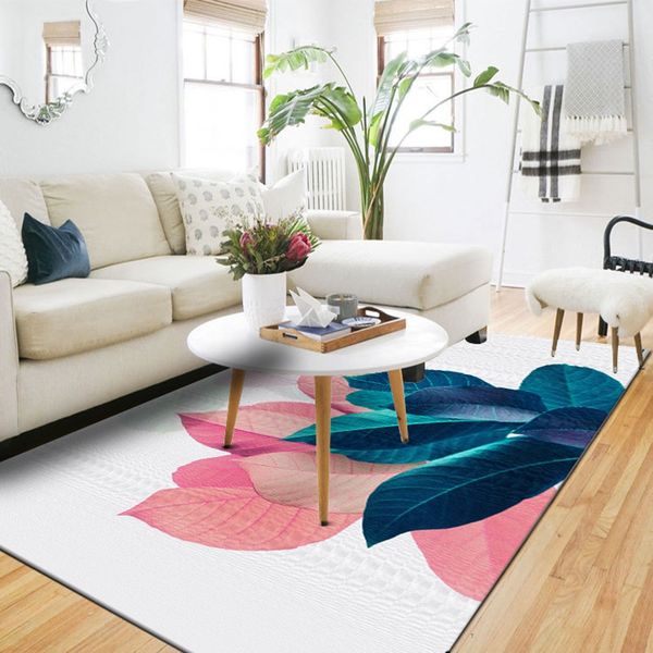 

3d watercolor leaves carpets and rugs for living room bedroom rectangle area rug anti-slip coffee table floor mat bedside tapete