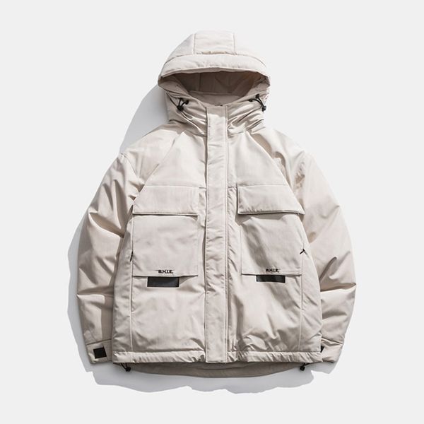 

winter jacket men 2019 fashion casual pure color patchwork thickened cotton padded coat parkas de hombre veste homme hiver, Black