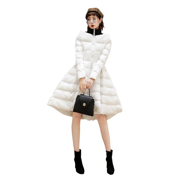 

2019 new woman long parker style large size jacket fashion cotton coat female fur collar long thick parker winter coat outerwear, Black