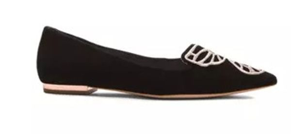 2019 Ladies Remead Sapatos de couro grátis saltos baixos saltos de balé bordo 3d ornamentos de borboleta Sophia webster pillage vestido sapatos 34-42 4898