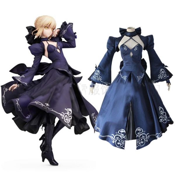 Destino Zero Alter sabre escurecido saba cos roupa lolita saia traje cosplay inclui top item xale manga manga arco botas e peruca