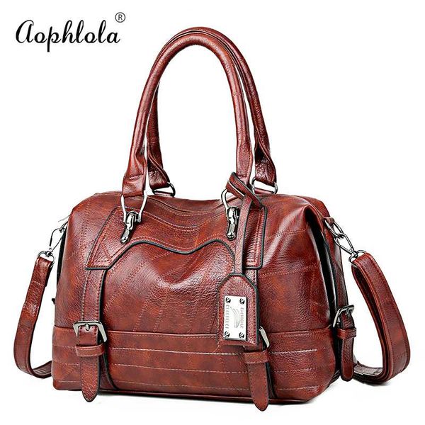 

2020 vintage women boston tote handbags patchwork leather female leather crossbody bag fashion women shoulder bag