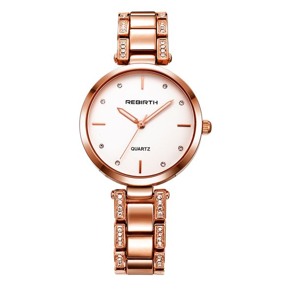 

ladies charm wrist watches alloy crystal simple dial quartz clock fashion women rebirth bracelet watch, Slivery;brown