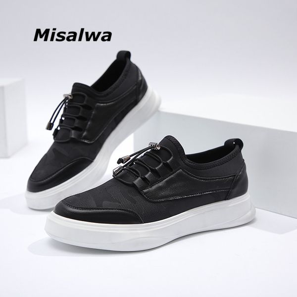 

misalwa korean style white men loafers shoe leather fabric spring summer men flats trendy male sneakers, Black
