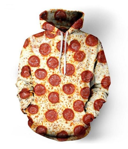 

new arrive hip hop style salt sausage pizza funny 3d print men women fashion hoodies rr02, Black