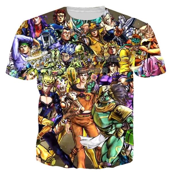 

новые аниме марка jojo's bizarre adventure футболка 3d печати мужчины/женщины унисекс смешно лето круглый воротник с коротким рукавом повсед, White;black