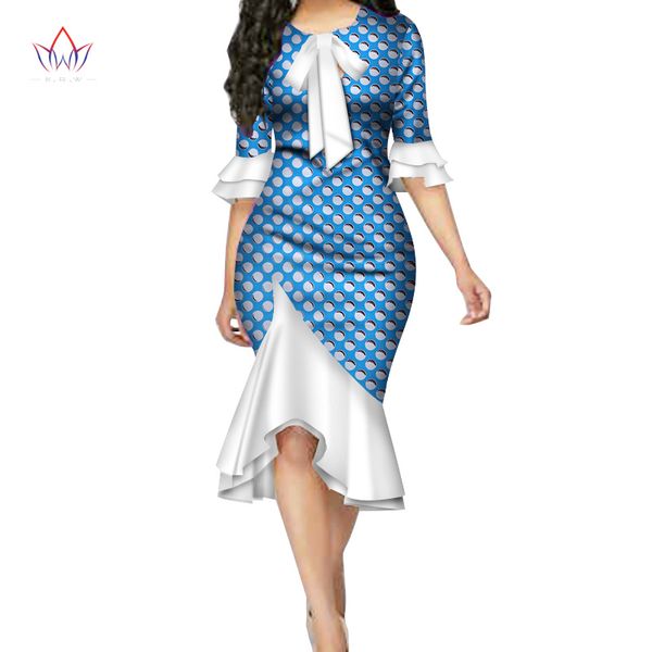 

fashion vestidos african dresses for women bazin riche bow knot patchwork dress traditional african women clothing wy3390, Red