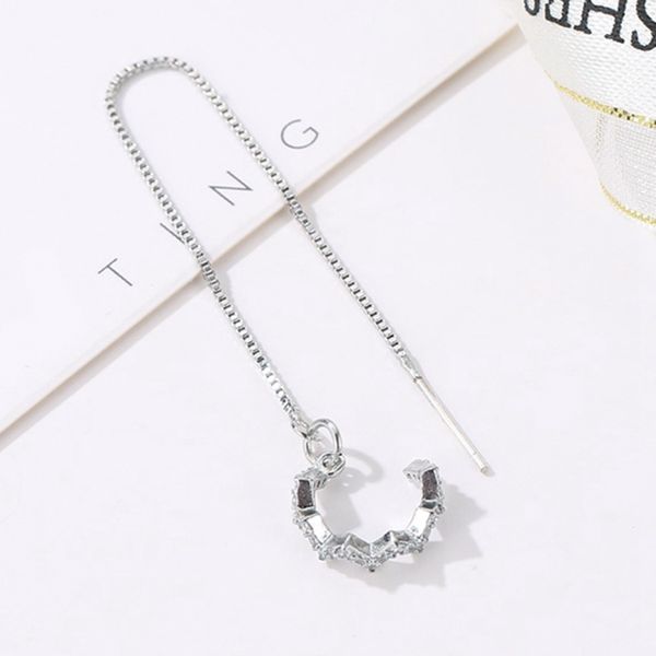 

1pc 2019 new copper chains drop long tassel ear line earrings for women silver pendientes jewelry gift long ear line earrings