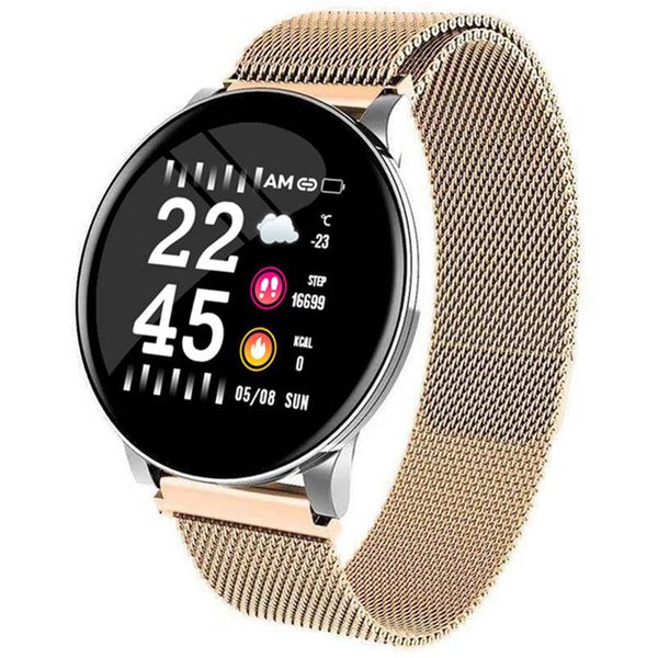 

w8 smart watch waterproof men women blood pressure heart rate activity tracker pedometer sport fitness smart watches stainless steel strap
