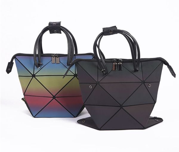 

new fashion luminous bag womens geometry handbag casual female matte folding tote bags women diamond crossbody shoulder bag 2-use