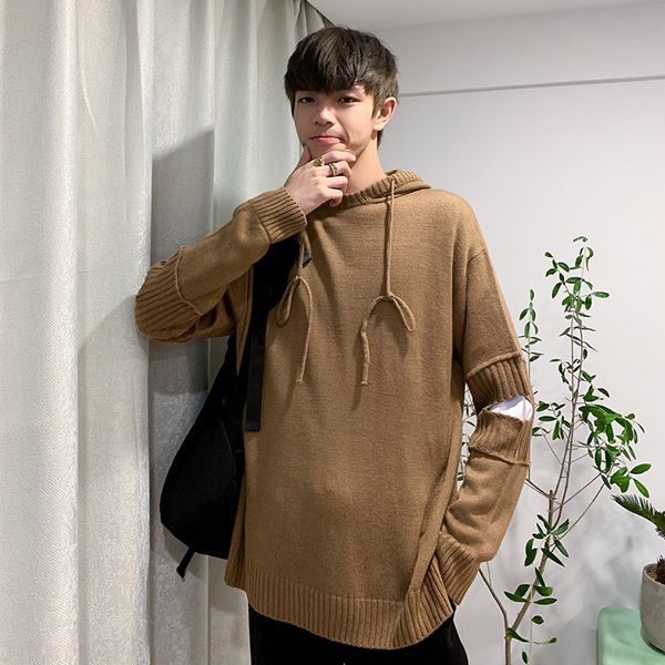

2019 spring and autumn big cargo owner push hong style new youth jacket casual sweater men's fashion loose pullover s-xl, White;black