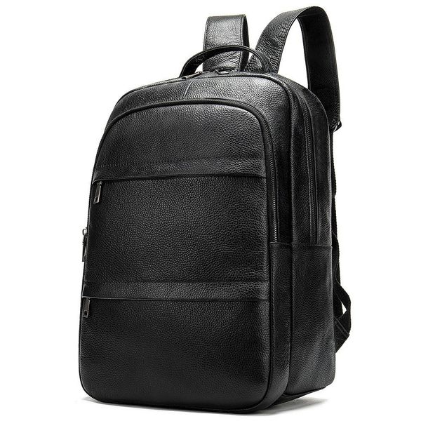 

professional men business backpack cow leather travel totes waterproof chic lapbackpack school bag office men bags