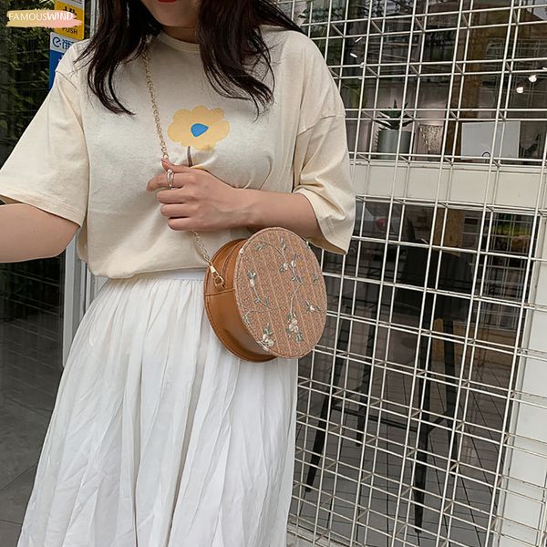 

casual women wild messenger bag fashion shoulder bag straw round bag bolsa feminina pequena couro genuino para festa 50