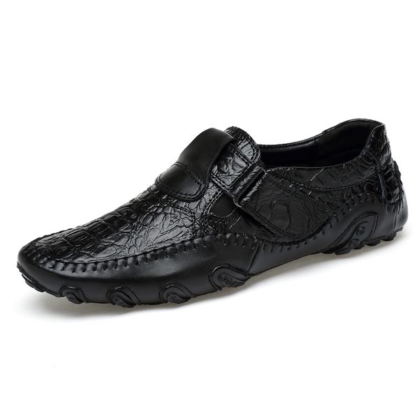 

design slip on loafers men casual shoes genuine leather moccasin boat walking shoe flat oxford men sneaker nice xz-178, Black