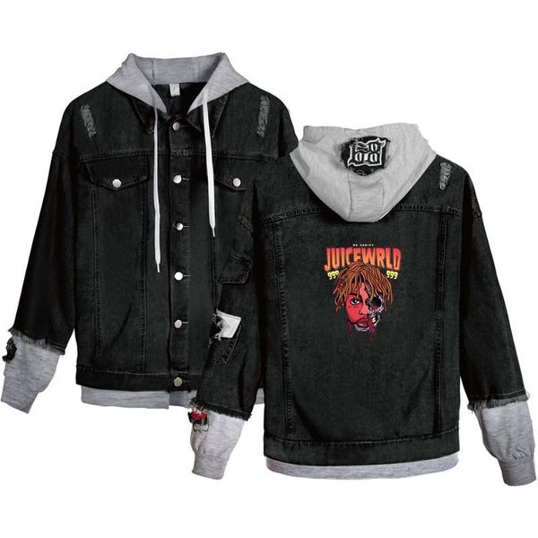 

juice wrld denim jean stitching jacket men/women new sale hoodie wear clothes juice wrld hoody autumn winter asian size, Black;brown