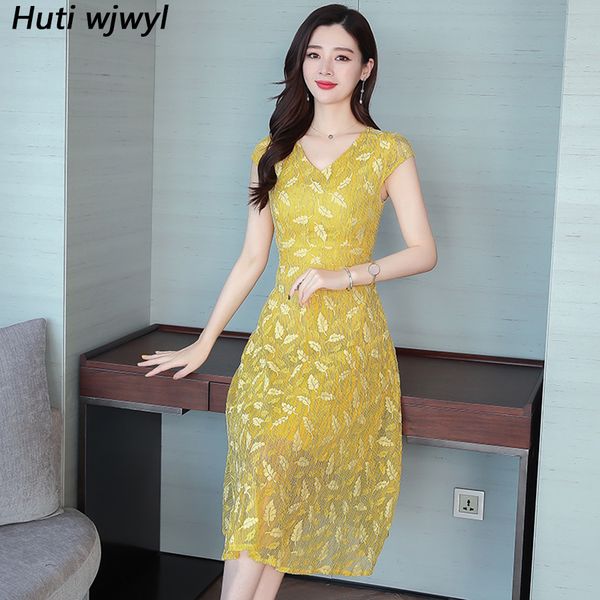 

summer new plus size lace sundress 2019 korean vintage solid chiffon midi dresses elegant women bodycon boho party vestidos, Black;gray