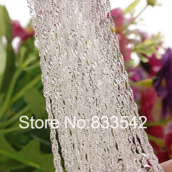 

bulk wholesale lots 10pcs 925 stamped silver color 1mm women's necklace water wave snake chain 16''-30' for women lobste