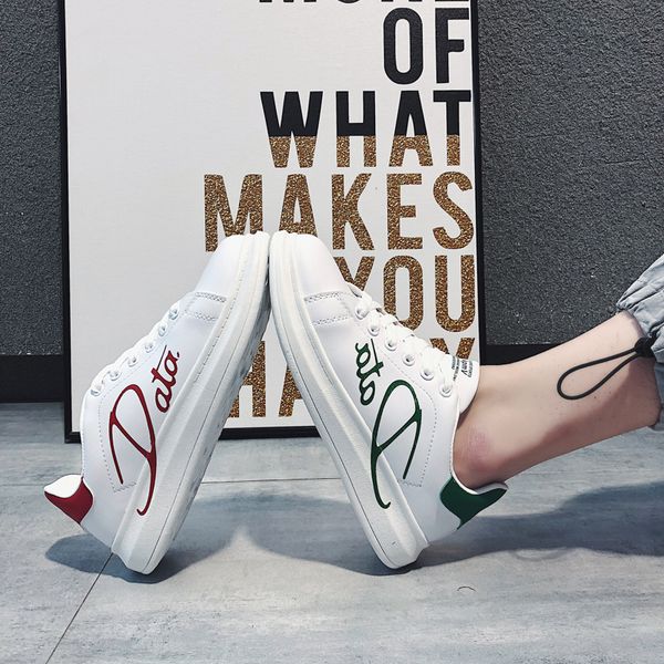 

fashion canvas shoe fashion luxury women sport shoes men's leather lace up platform sneakers white red trainer sports casual shoes, Black