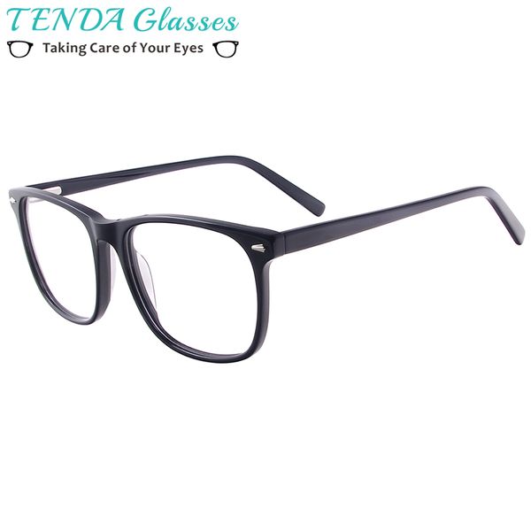 

men women acetate eyeglasses frame prescription glasses square spectacles with spring hinges for lenses myopia progressive, Silver