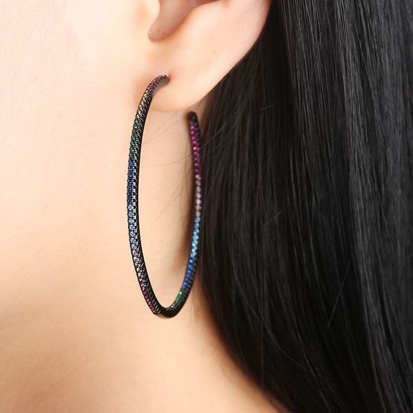 

funmode new style black gun plated round circle women hoop earrings for wedding party gifts wholesale fe08, Golden;silver